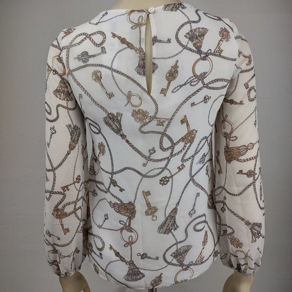 NWT WHBM White House Black Market white keys and rope layered blouse ladies XXSP - Picture 7 of 10